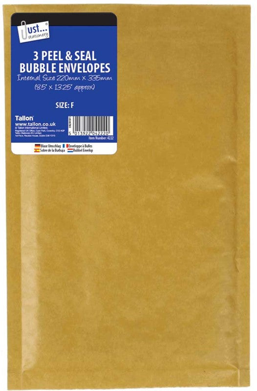 3 Bubble Envelopes Size F 220 x 335