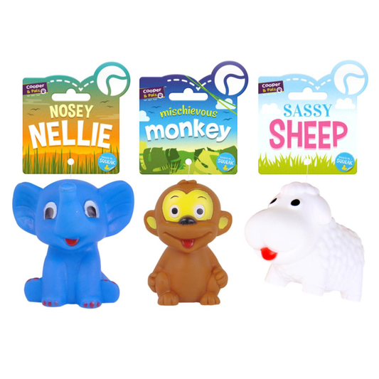 Lamb/Elephant/Monkey Vinyl Squeaky Toys