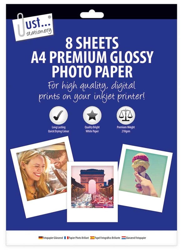 8 feuilles de papier photo A4 brillant