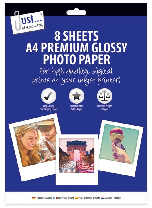 8 feuilles de papier photo A4 brillant