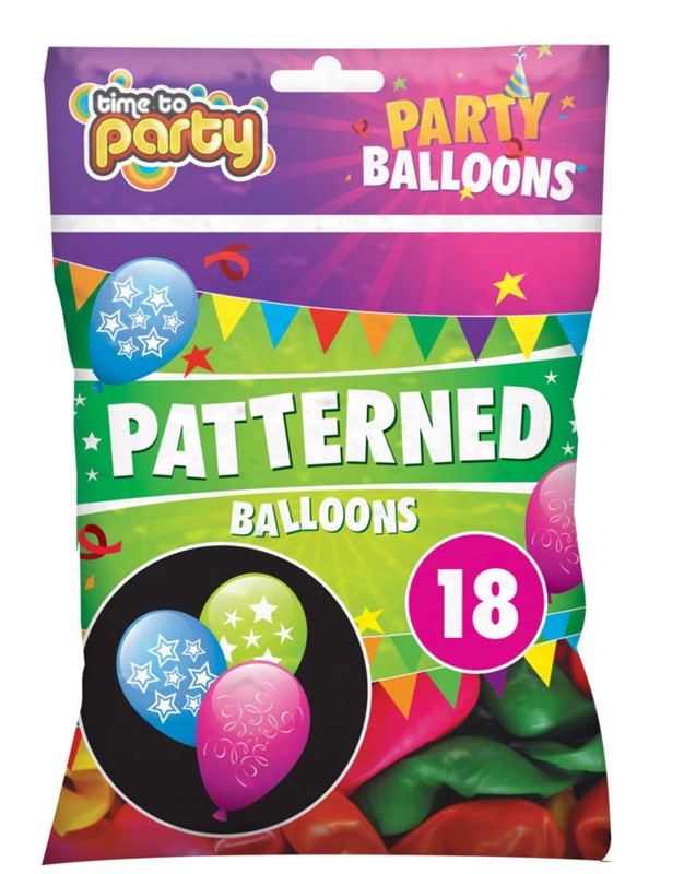 Ballons à motifs, paquet de 18