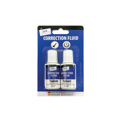 Just Stationary Correction Fluid Bottles Twin Pack 2 x 20ml Solvent Free