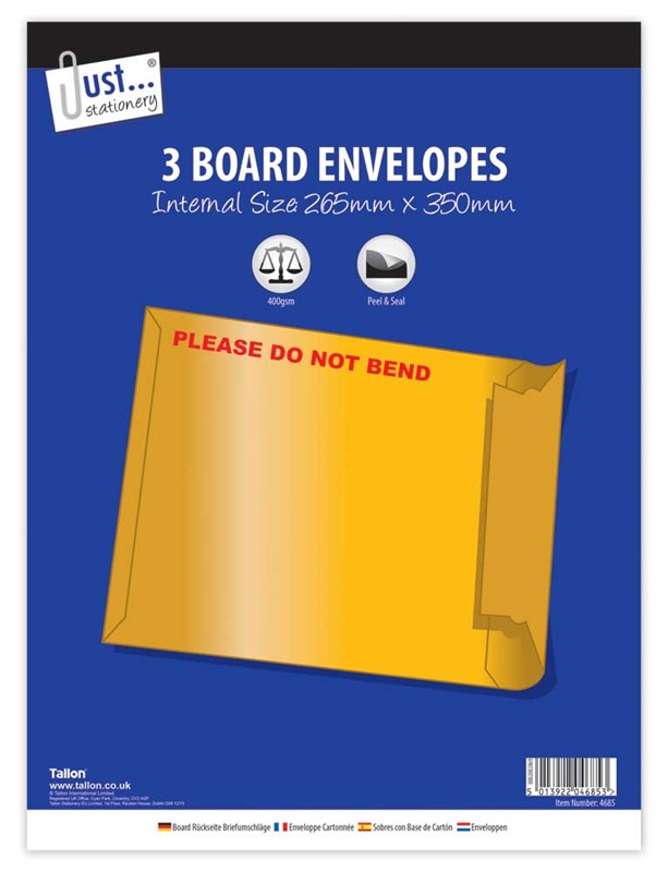 3 Board Envelopes 265 x 350mm