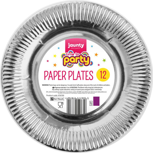 9 inch Silver Paper Plates 12PK