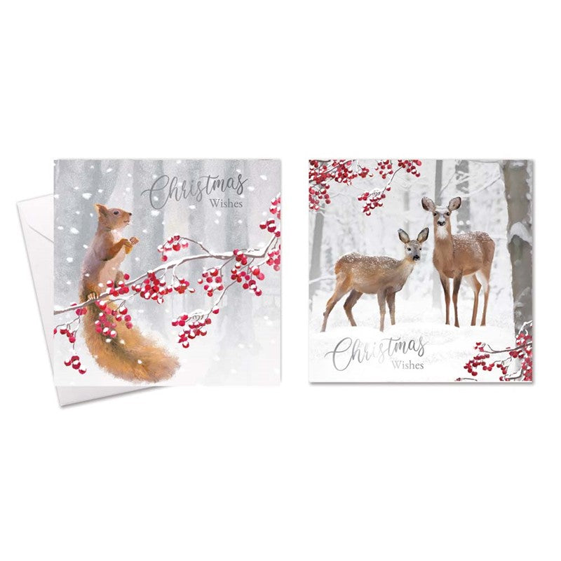 Boxed Christmas Cards Squirrel & Deer 10 Pack