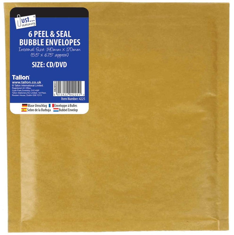 6 Cd Bubble Envelope 140x 170mm