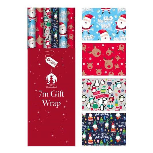 Papier Cadeau Enfants Festif (7m) (Motifs Assortis)