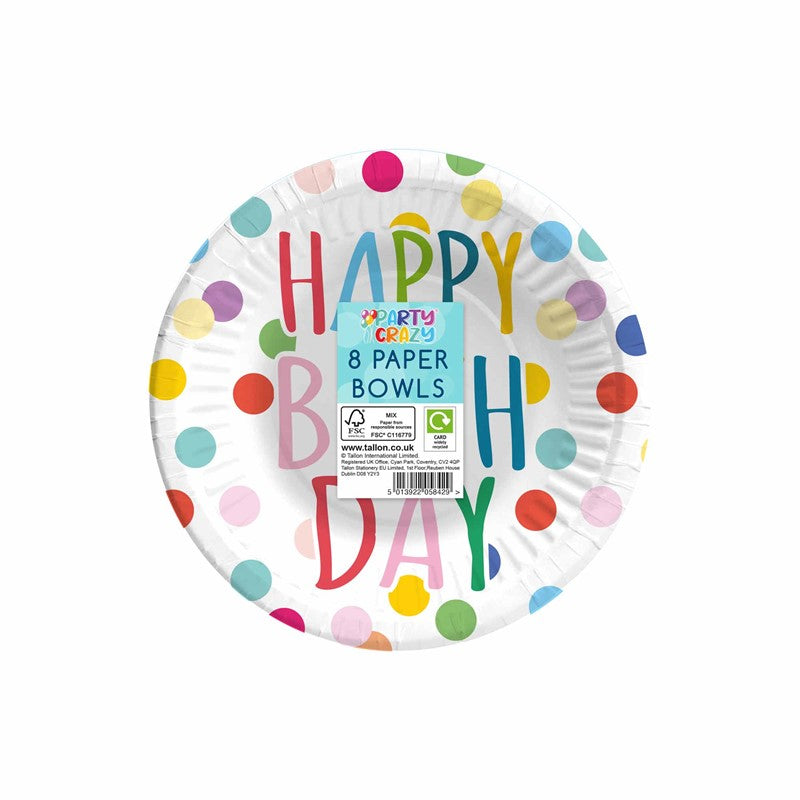 8 x 7" Bowls Happy Birthday Design
