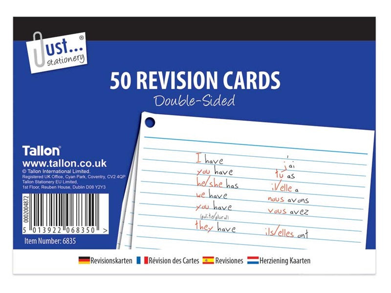 50 fiches de révision 10,5 x 15 cm Recto-verso