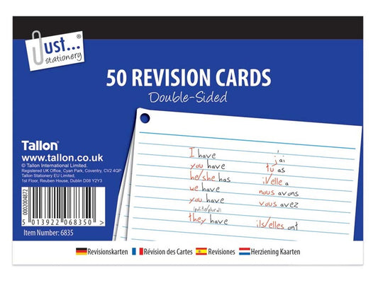 50 fiches de révision 10,5 x 15 cm Recto-verso