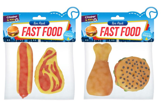 Jouets Couineurs en Forme de Fast Food pour Chien - Lot de 2