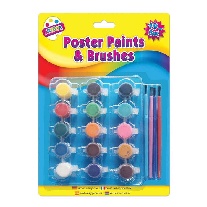 15 Poster Paints & 4 Brushes