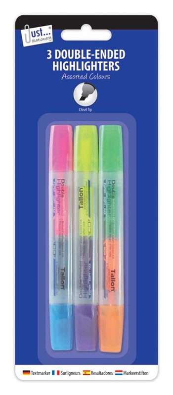 3 Double-Ended Highlighters, 6 Colours