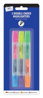 3 Double-Ended Highlighters, 6 Colours