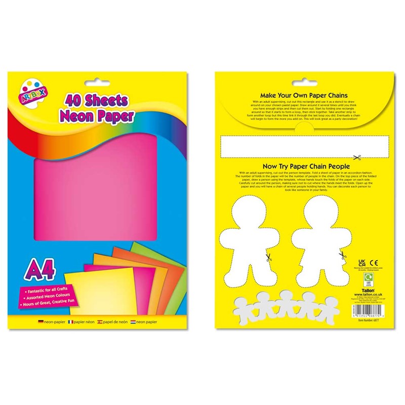 40 feuilles de papier néon A4