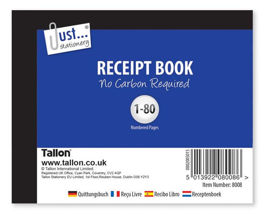 Carnet de reçus autocopiants demi-format 80 jeux