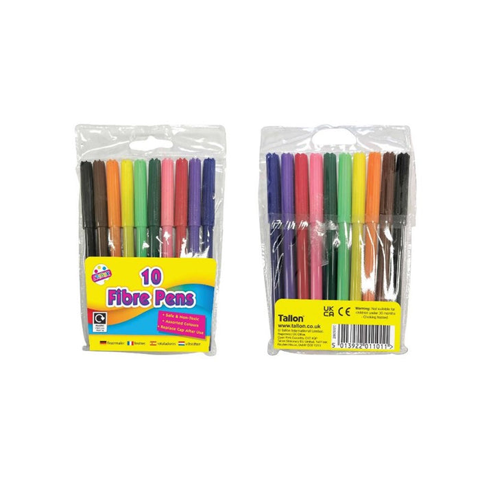 10 fine tip Fibre Colouring Pens in Wallet