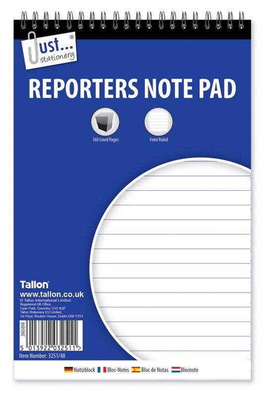 Bloc-notes de reportage 160 pages 50 g/m²