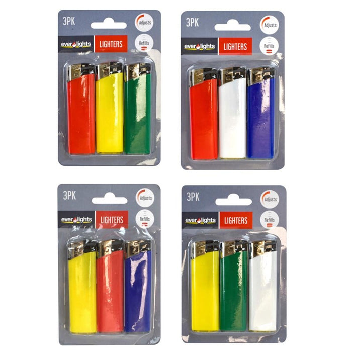 Solid Colour Lighters 3pk
