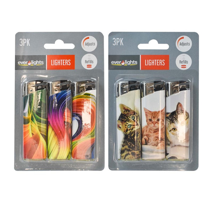 Picture & Patterned Lighters 3pk