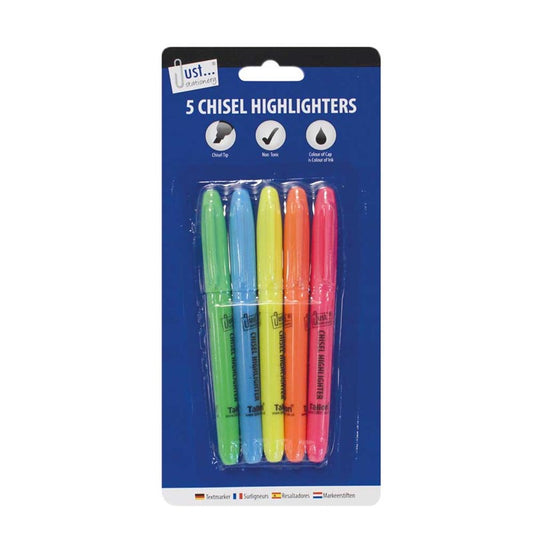 JUST STATIONERY HIGHLIGHTERS PK5