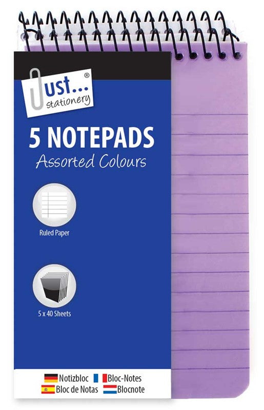 5 Cahiers 76 x 126 mm Couverture PP Néon