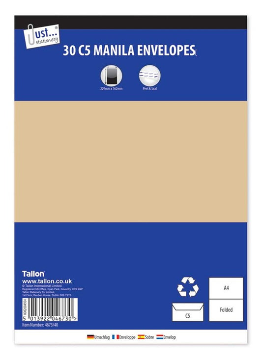 Enveloppes C5 30 unités, manille, bande de protection, 80 g/m²