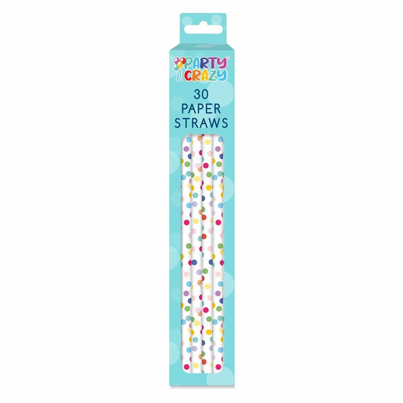 30 pailles en papier motif Joyeux Anniversaire