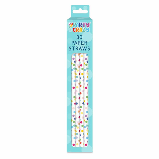 30 pailles en papier motif Joyeux Anniversaire