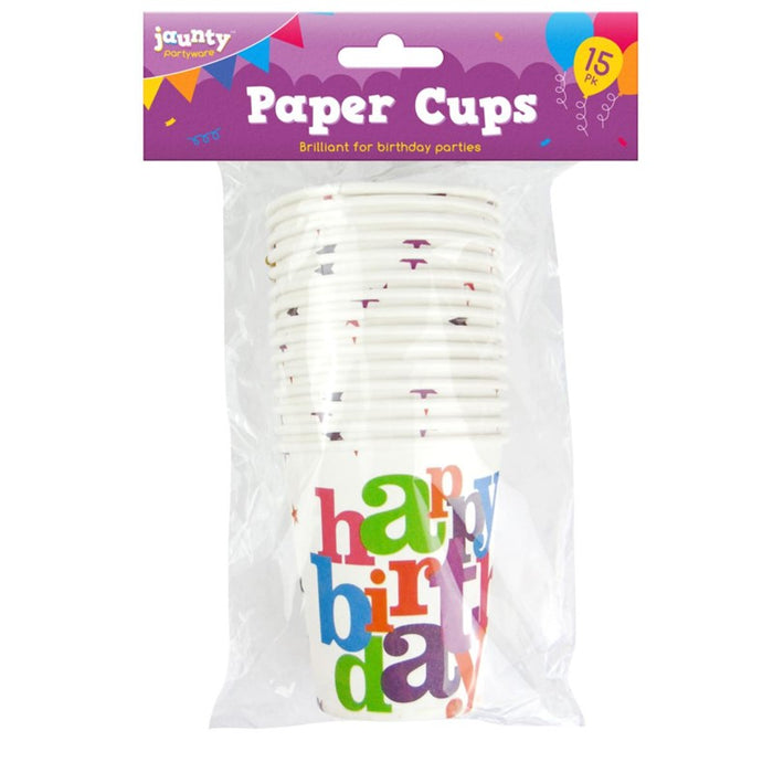 Happy Birthday Paper Cups 15pk