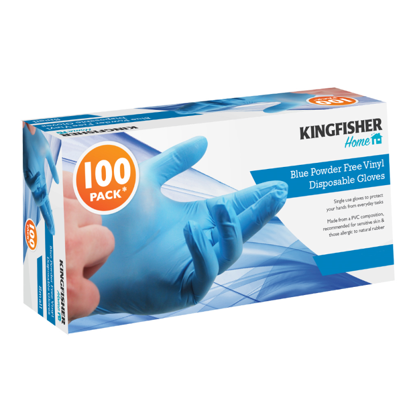 100 PACK BLUE POWDER FREE VINYL GLOVES - SMALL