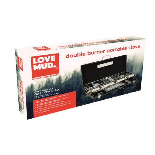 DOUBLE BURNER PORTABLE CAMPING STOVE AND GRILL