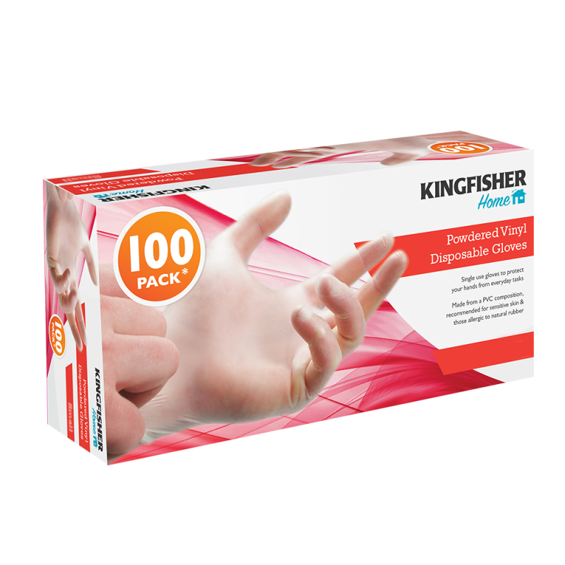 100 PACK POWDERED VINYL DISPOSABLE GLOVES - XLARGE