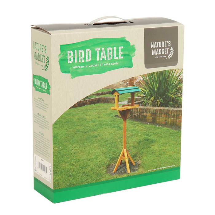 TRADITIONAL WOODEN BIRD TABLE