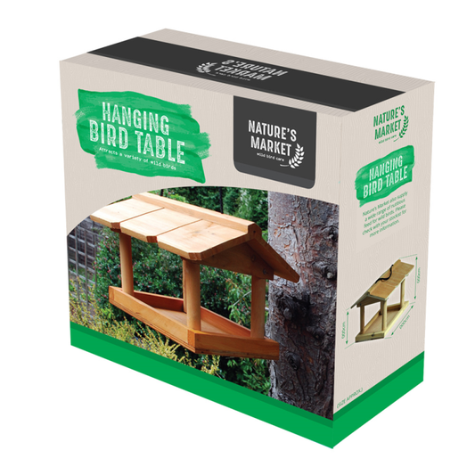 HANGING WOODEN BIRD TABLE