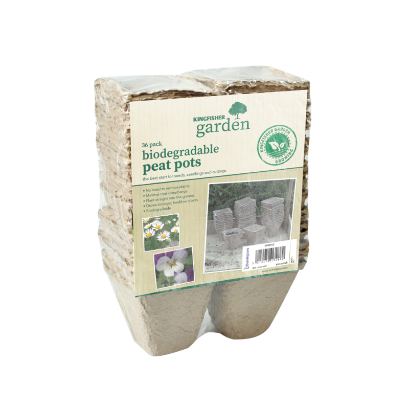 36 PACK 8CM(3IN) BIODEGRADABLE SQUARE PEAT POTS