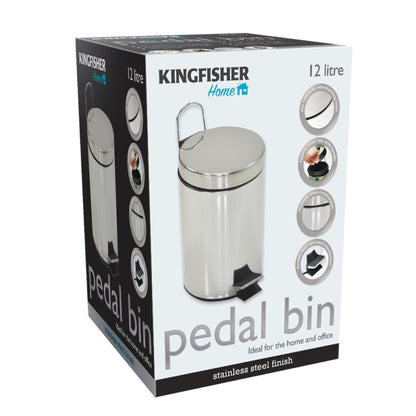 12L STAINLESS STEEL PEDAL BIN