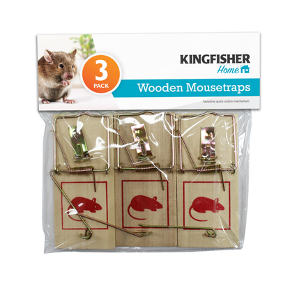 3 PACK TRADITIONAL WOODEN MOUSETRAPS