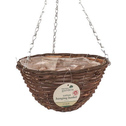 12IN (30CM) DARK RATTAN HANGING BASKET