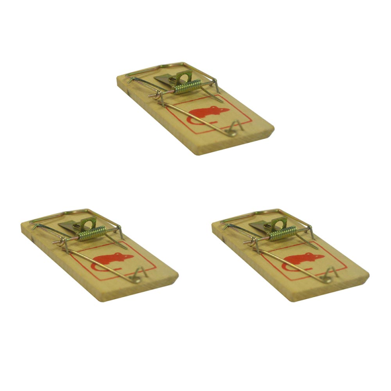 3 PACK TRADITIONAL WOODEN MOUSETRAPS