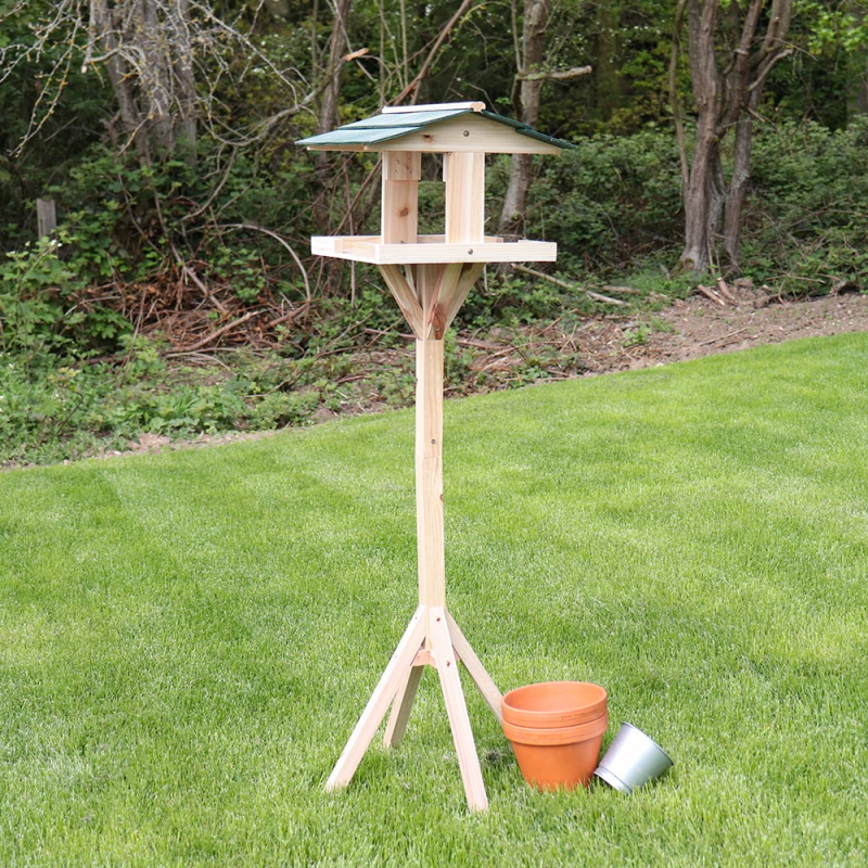 TRADITIONAL WOODEN BIRD TABLE