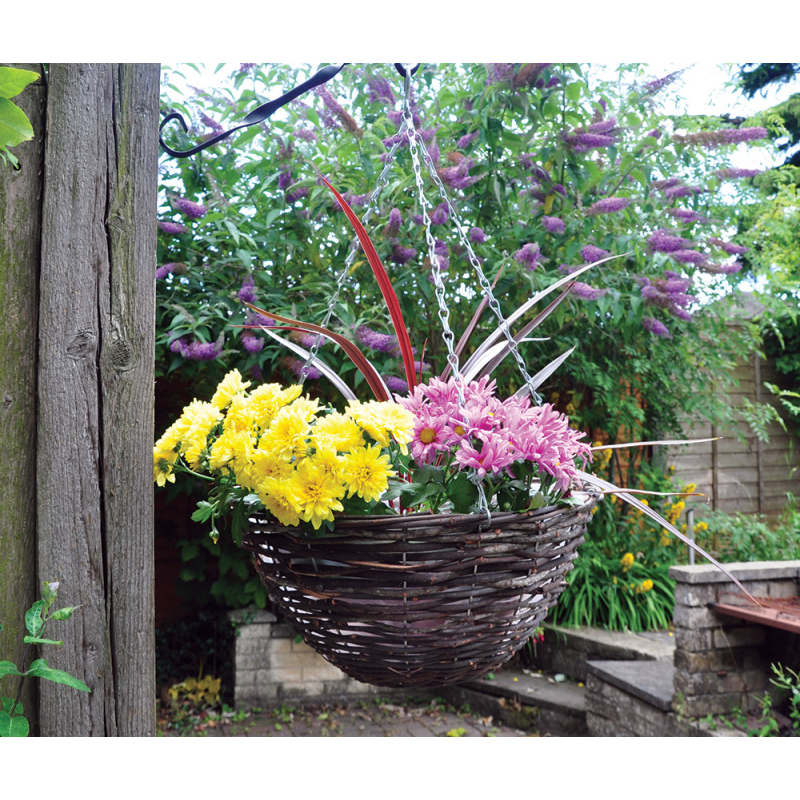 16 INCH DARK RATTAN HANGING BASKET