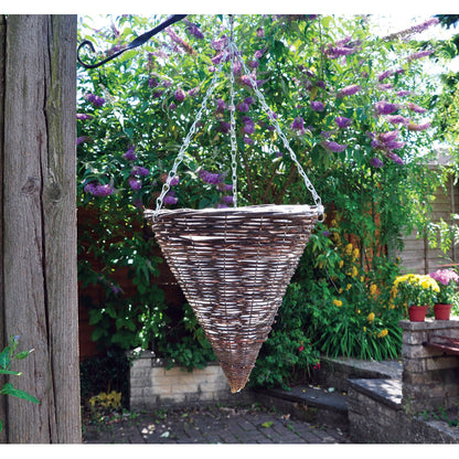 12 INCH (30CM) DARK RATTAN CONE HANGING BASKET