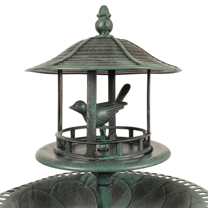 BIRD BATH WITH SHELTERED FEEDING TABLE