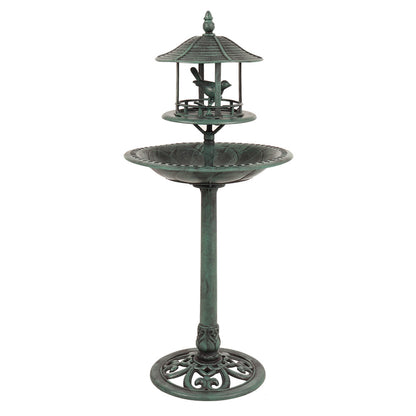 BIRD BATH WITH SHELTERED FEEDING TABLE