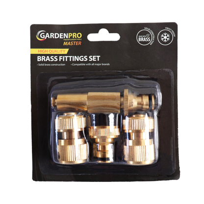 GARDEN PRO MASTER BRASS HOSE FITTING SET