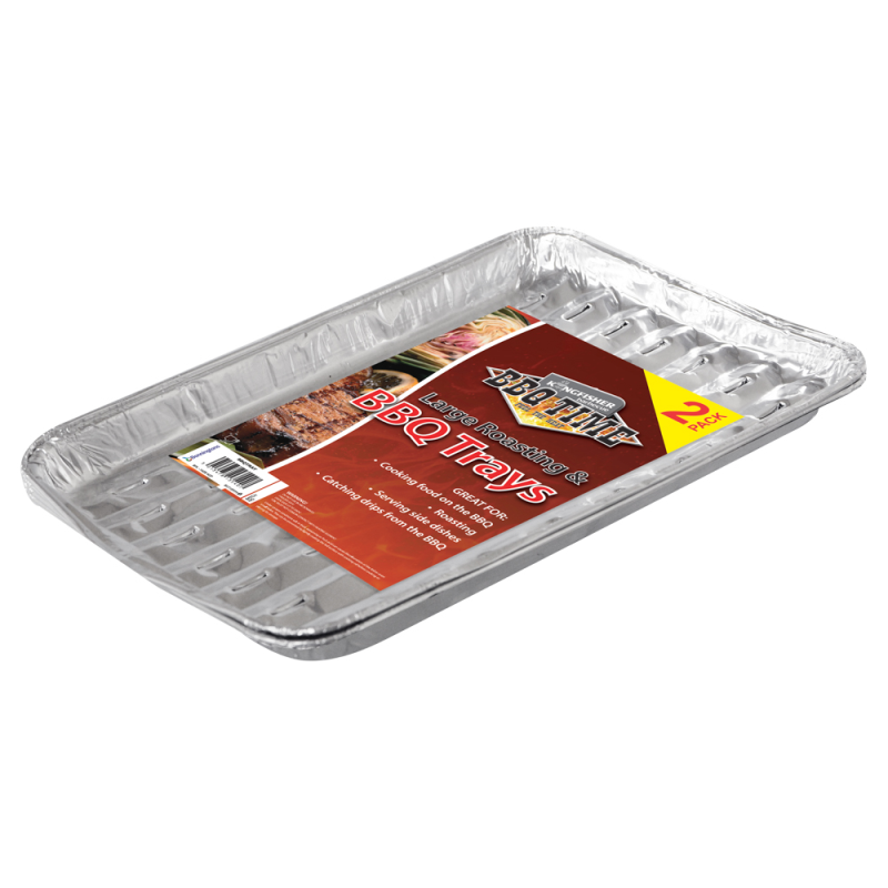 2 PACK OF DISPOSABLE BBQ GRILL FOIL TRAYS