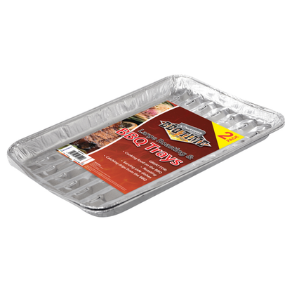 2 PACK OF DISPOSABLE BBQ GRILL FOIL TRAYS