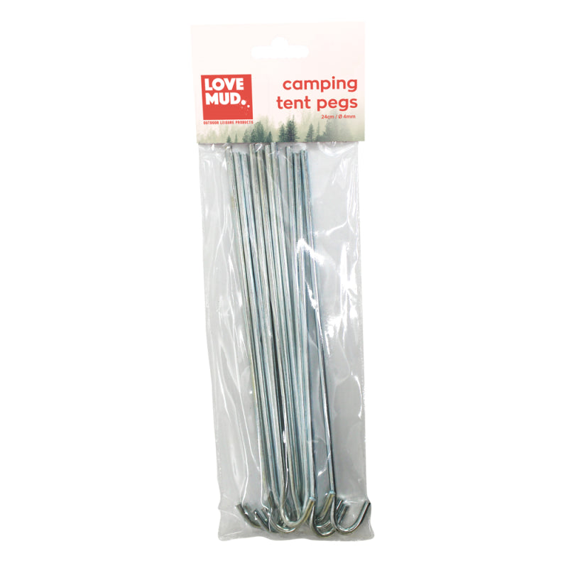 10 PACK GALVANISED STEEL TENT GROUND PEGS