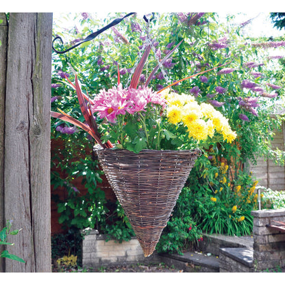 12 INCH (30CM) DARK RATTAN CONE HANGING BASKET